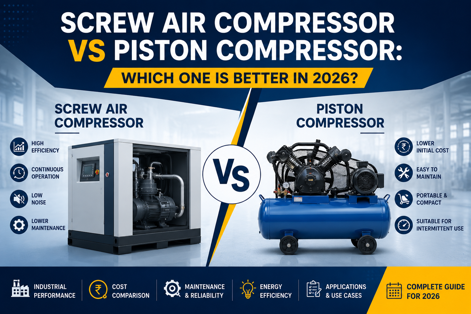 Screw Air Compressor vs. Piston Compressor: Which One Is Better in 2026?