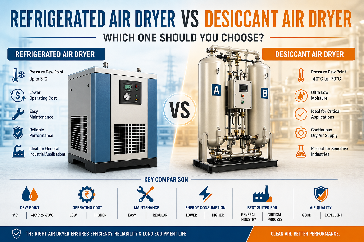 Refrigerated Air Dryer vs Desiccant Air Dryer